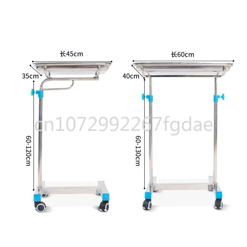 Stainless Steel Medical Cart Hospital Tray Cart Height Adjustable Surgical Instruments Drug Cart