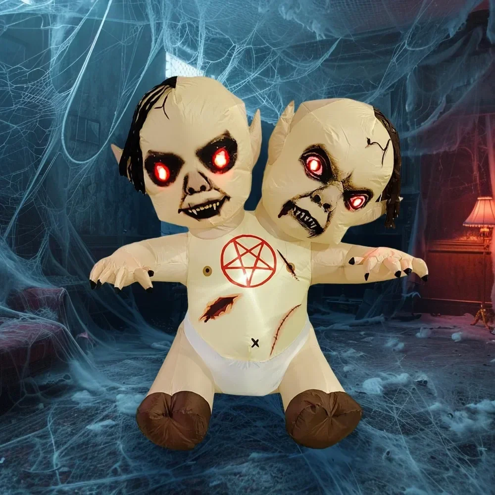 

Halloween Party, Creepy Two Headed Baby Demon Terrifying Zombie Outdoor & Indoor Prop Spooky Outside Halloween Inflatables