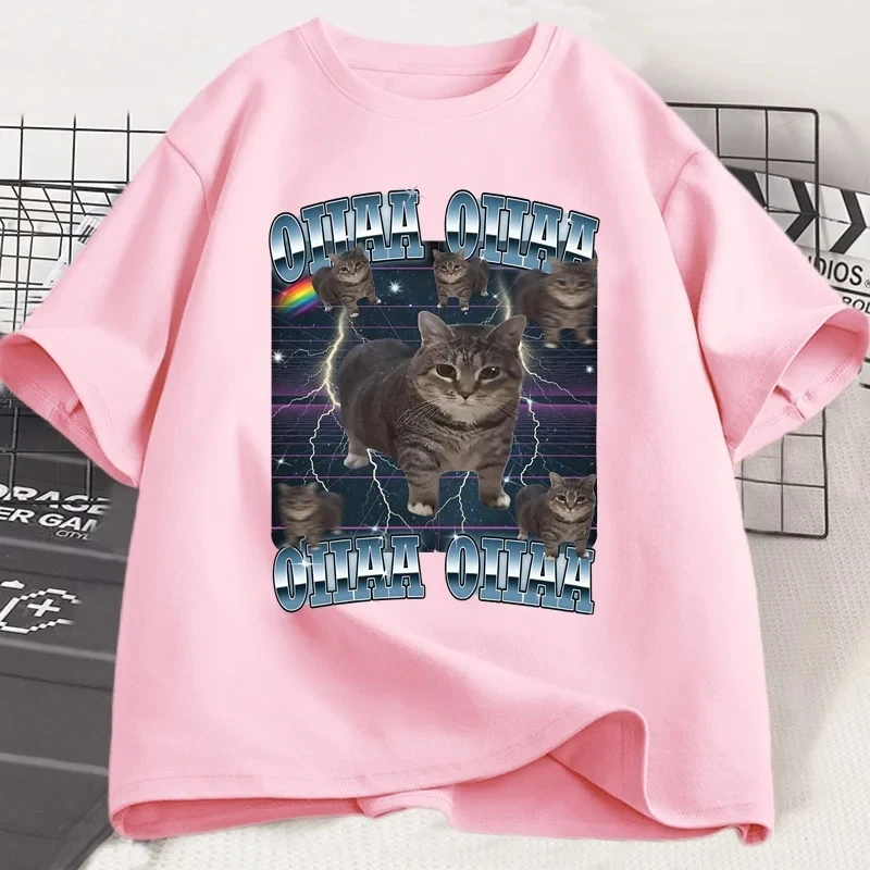 Drôle Viral Oia chat Meme graphique t-shirts pour femmes chats idiotes T-shirt Oiiaa Oiiaa chat non accru T-shirt Harajuku vêtements Y2K haut