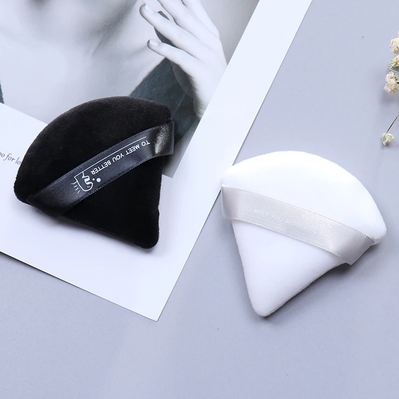 Mini Triangle Velvet Facial Face Puff Cosmetic Makeup Cotton Satin Puffs Sponge