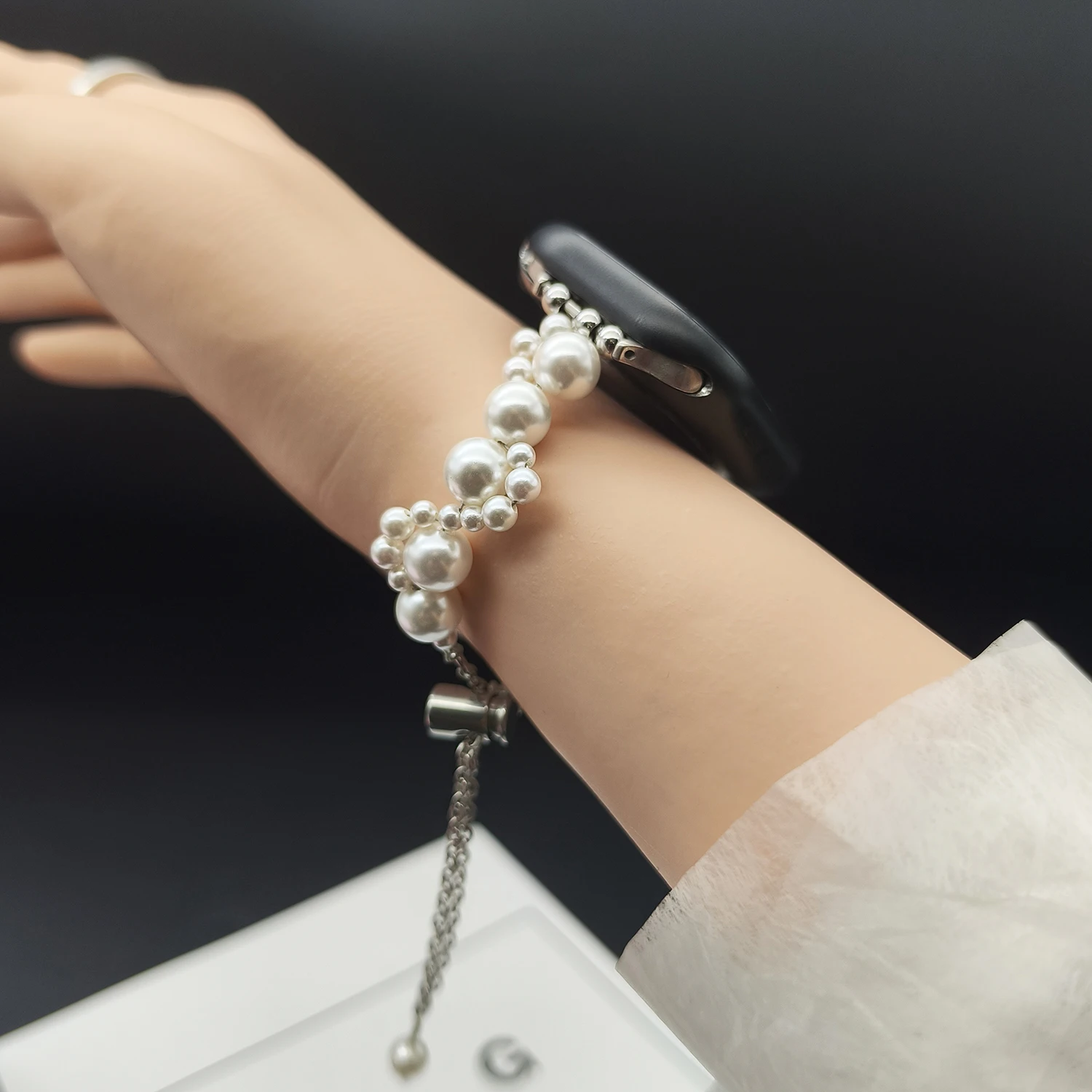 Ремешок-браслет с жемчугом «кошачий глаз» для Apple Watch S11, 42 мм, 45/44/41/40/38 мм, ремешок для девочек iWatch Series S8 S9 7 6 5-1