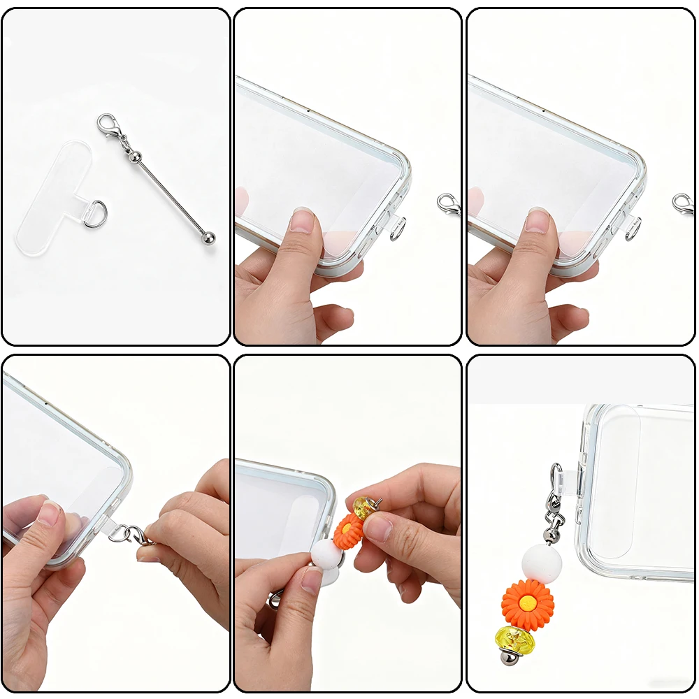 12 Stück DIY Perlen-Handyanhänger-Stäbe mit Befestigungslaschen, Metallrohlinge für Riemen, Schlüsselanhänger und Schmuckherstellung, Bastelzubehör – Detail 3