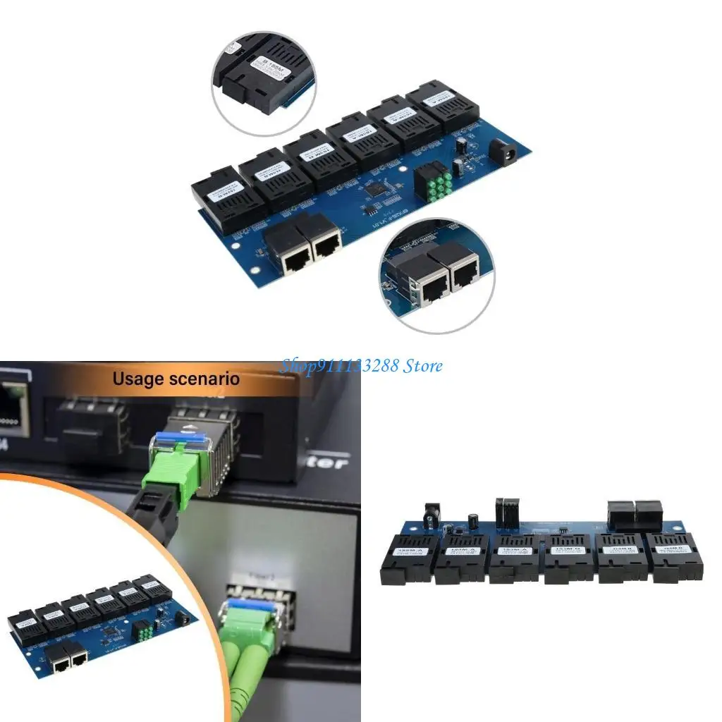 

G88D 100M Fibre Optics Media Converters PCBA Плата 2 RJ45 до 6SC 3A+3B PORT 1310NM/1550NM 20 км коммутаторы Ethernet