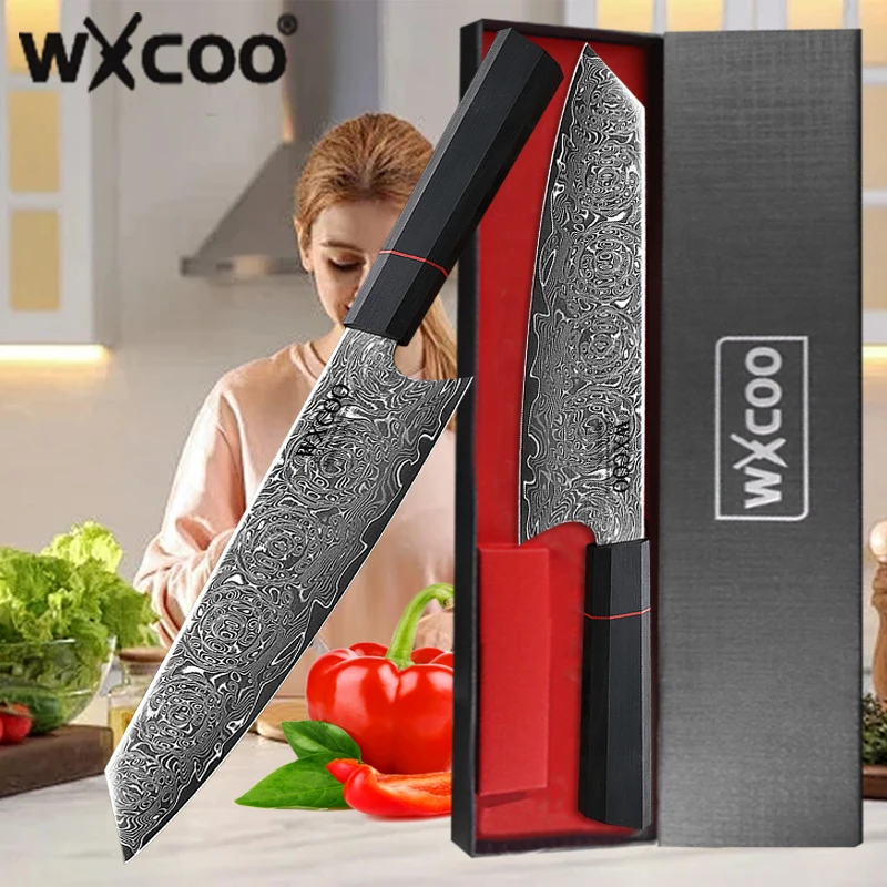 

WXCOO 8inch Japanese Kitchen Knife Kiritsuke Knife Ultra Sharp 67 Layer Damascus Steel Chef's Knives for Meat Vegetable