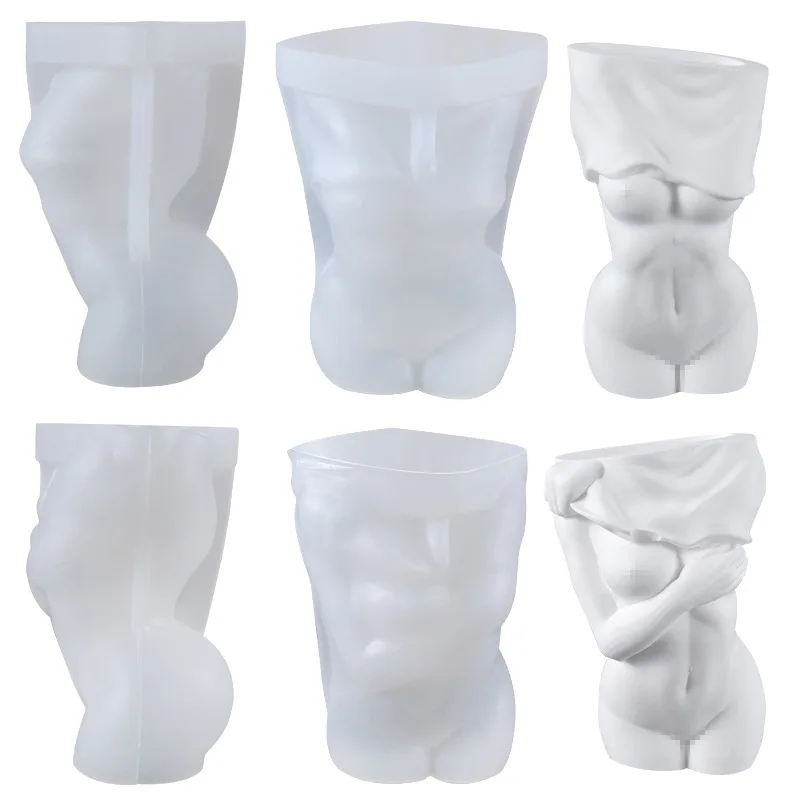 Shy Undressing Female Vase Silicone Mold DIY Handmade Sexy Woman Body Flower Pot Pen Holder Potted Plaster Resin Mold Home Decor