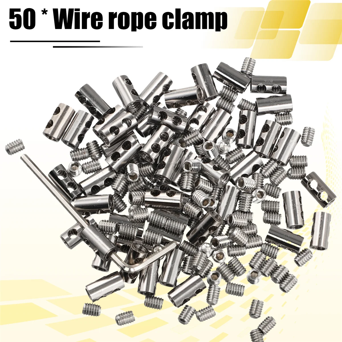 50Pcs Wire Rope Clamp for 3mm Cable Fastener Clip Adjustable Screw Copper Metal Fixture Sling Fixing AccessoriesJAS