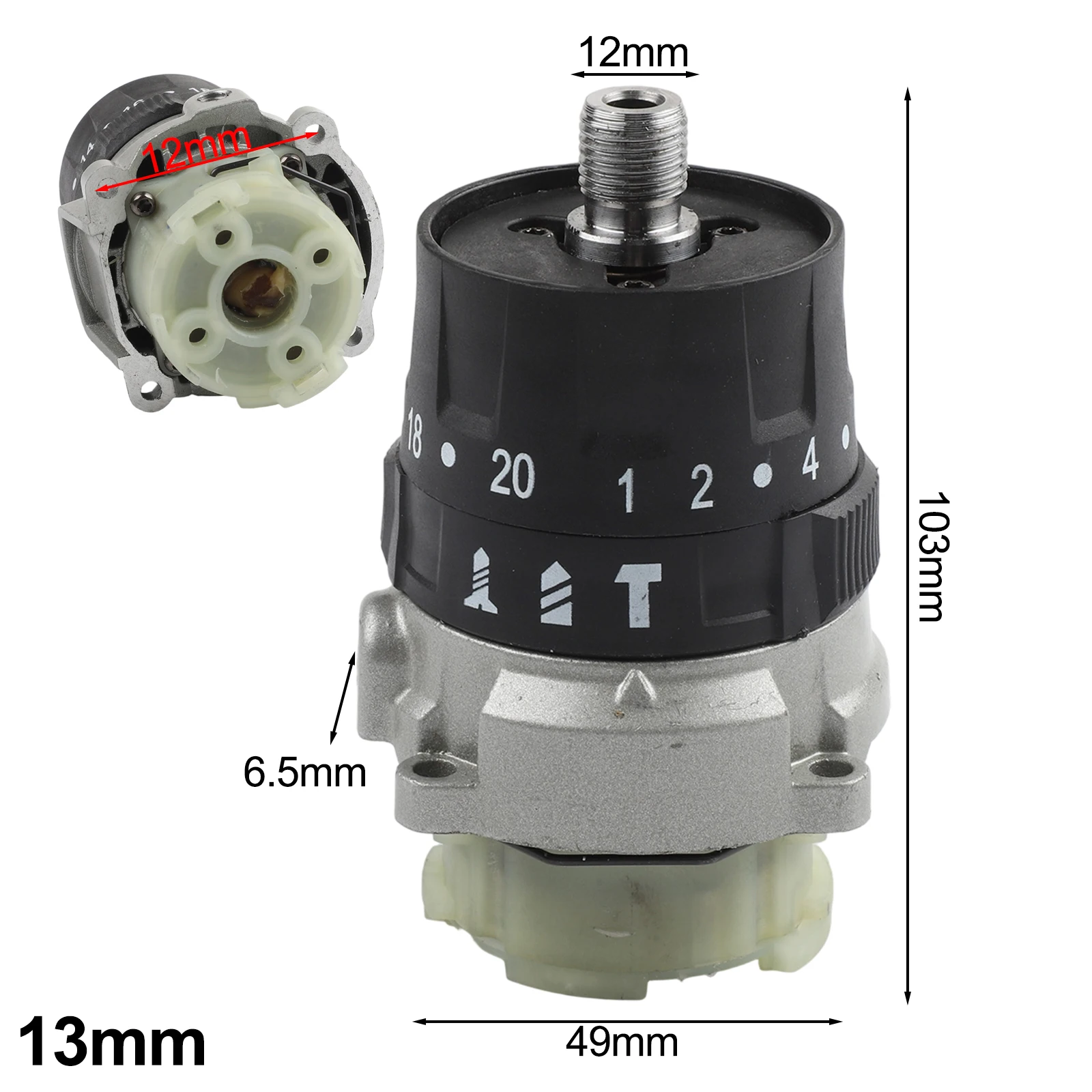 Replacement 3Functions Gearbox Assembly for 13mm Electric Drill with 16 Teeth Gearbox Suitable for Lithium Drill Models
