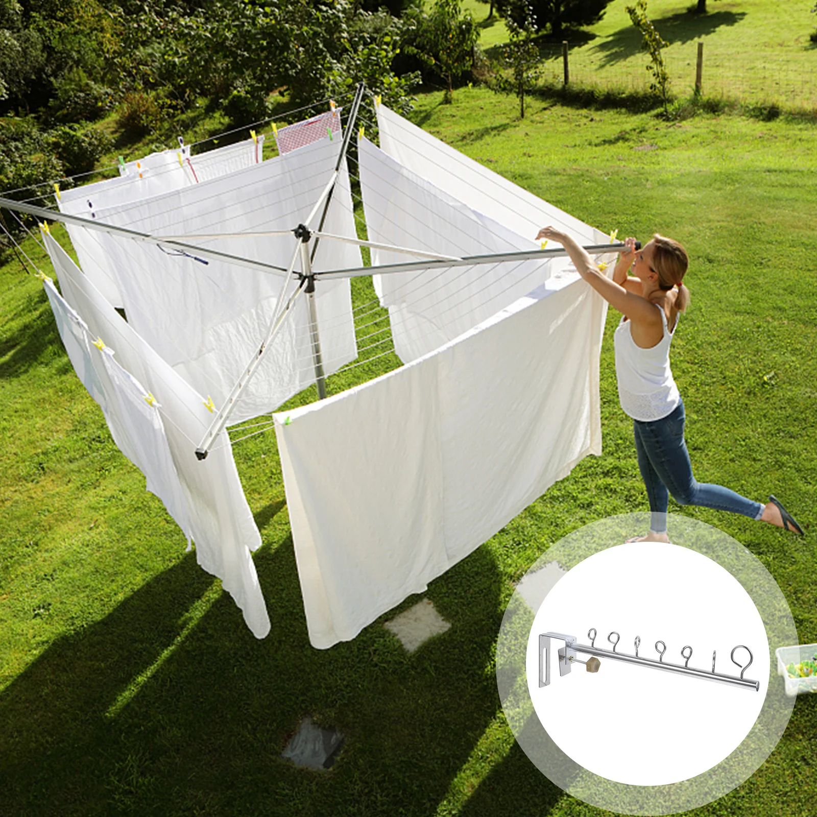 

7 Hole Stainless Steel Clothes Drying Rack Wall Mounted Multi-Function Laundry Hanger For Balcony Bathroom Home Storage Space
