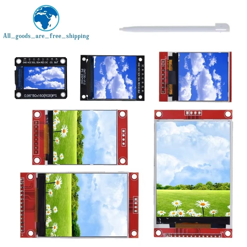 

TFT Display 0.96/1.3/1.44/1.8/2.0/2.4/2.8/3.2/3.5 Inch TFT Full Color Screen LCD Module ILI9341 Driver Interface SPI for Arduino