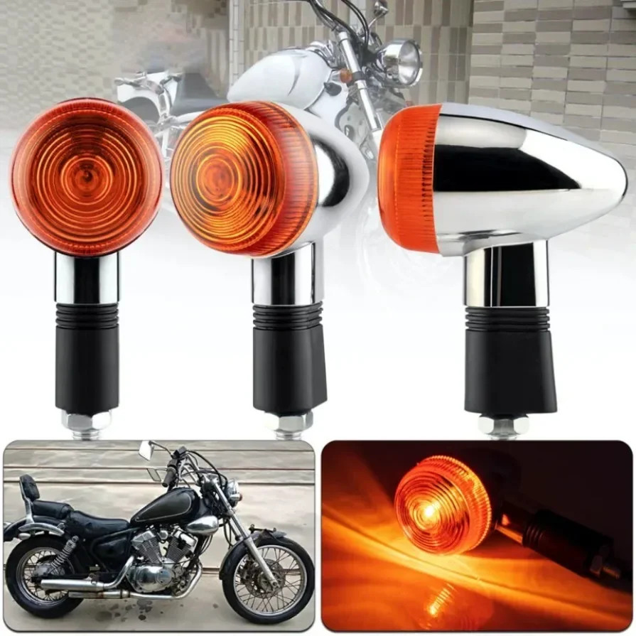 2PC Motorcycle Front Turn Signal Amber Blinker Indicator fit for Suzuki Bandit 250 400 74A/75A/77A for Yamaha XV250