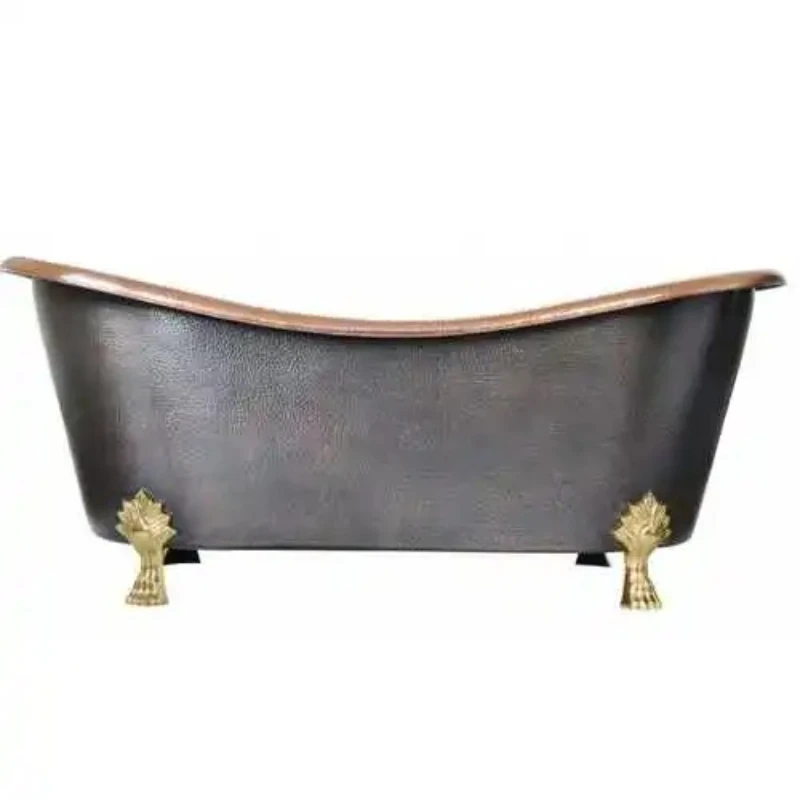 

Luxury bathtub Free-standing straight brass antique finishing bathtub