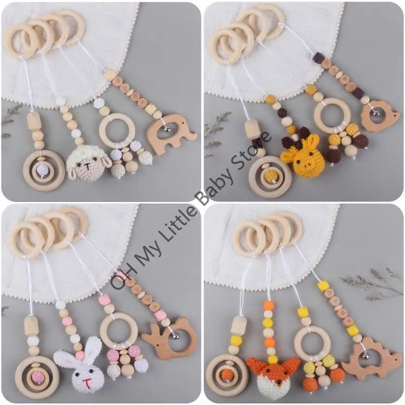 

M76C детские подвески из бука, 4 шт./компл., вязание для куклы, кольцо-прорезыватель для прорезывания зубов, погремушка для для