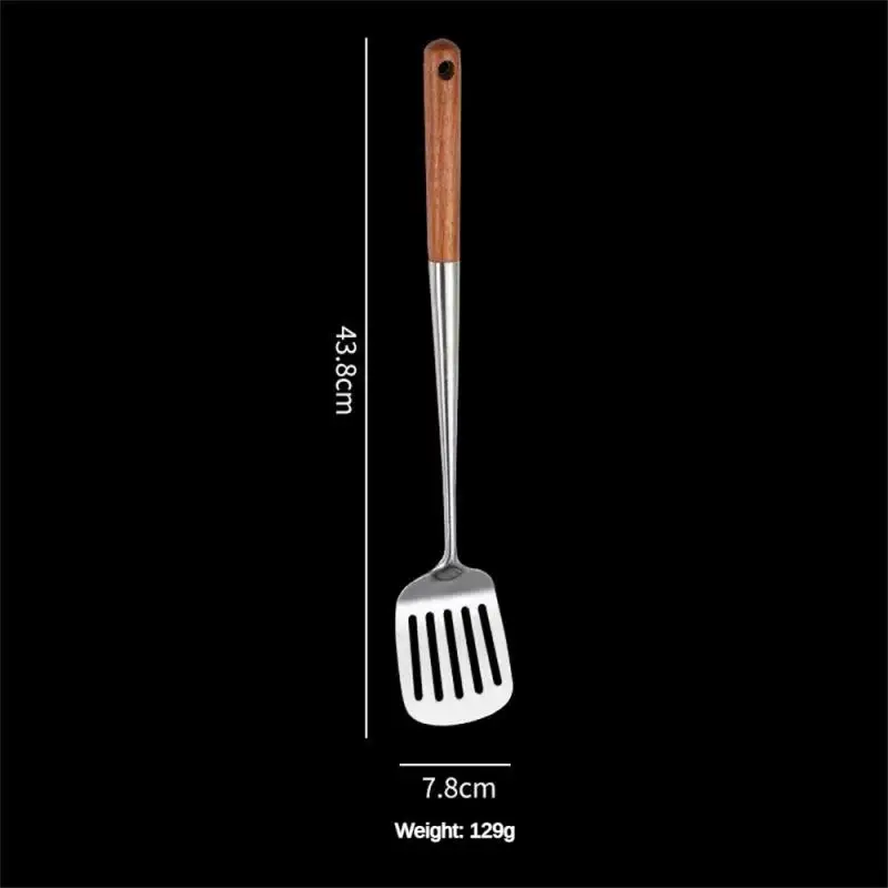 Wooden Handle Frying Spatula Sturdy Extended Spoon Bull Polishing Kitchen Bar Supplies Missing Shovel Durable Colander Spoon