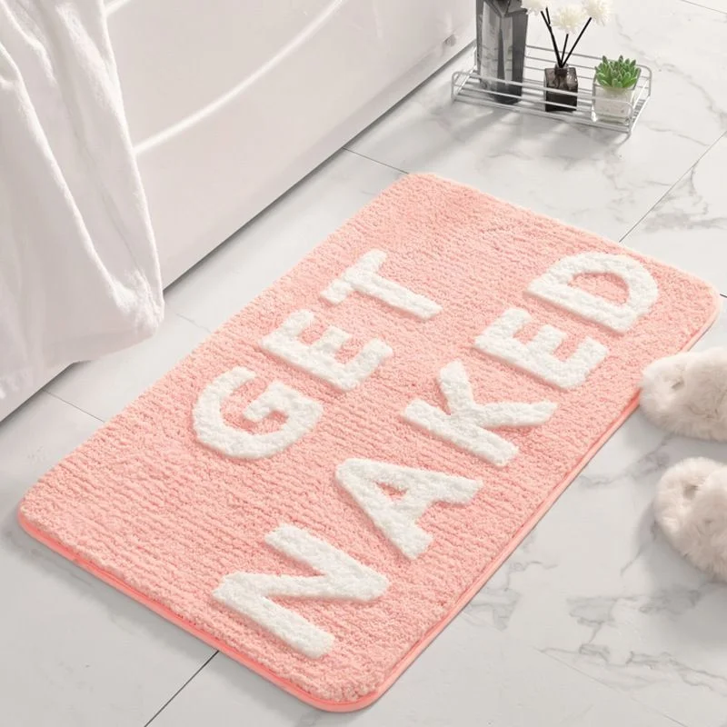 VIKAMA Letter Bath Mat, Soft Absorbent Non‑Slip Bathroom Rug, Cute Humorous Quote Floor Mat Home Decor