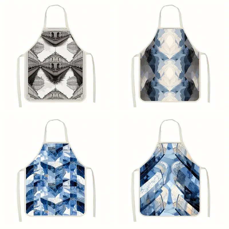 

Geometric Pattern Aprons Linen Apron, Suitable For Kitchen Cooking, Parent-Child Interaction, Painting And Other Scenarios