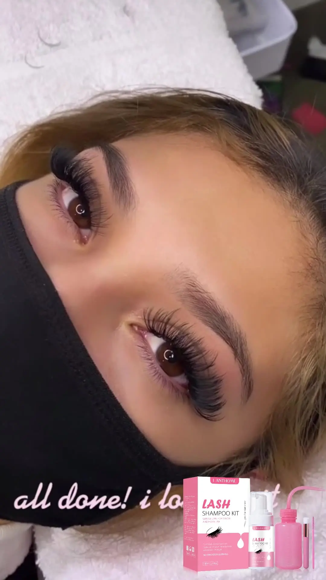 Set shampoo per ciglia da 4 pezzi, idratante, per la pulizia dell'effetto crespo, per la pulizia delle ciglia, balsamo levigante a lunga durata