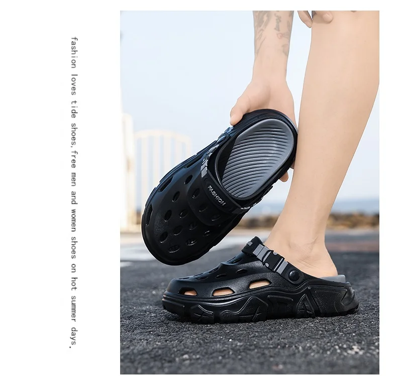 Herren- und Damen-Paar-Sommer-Outdoor-Rutschfeste, geruchshemmende, geschlossene Zehenpantoffeln, große Strand-Sandalen und Pantoffeln für – Detail 6