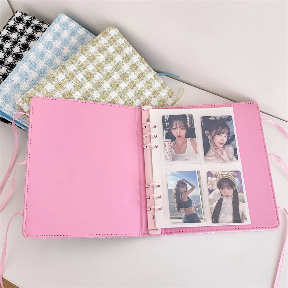 A5 Plaid Cloth Binder Photos Cards Stickers Photocard Binder Book Instax Mini Scrapbooking Scrap Book Album