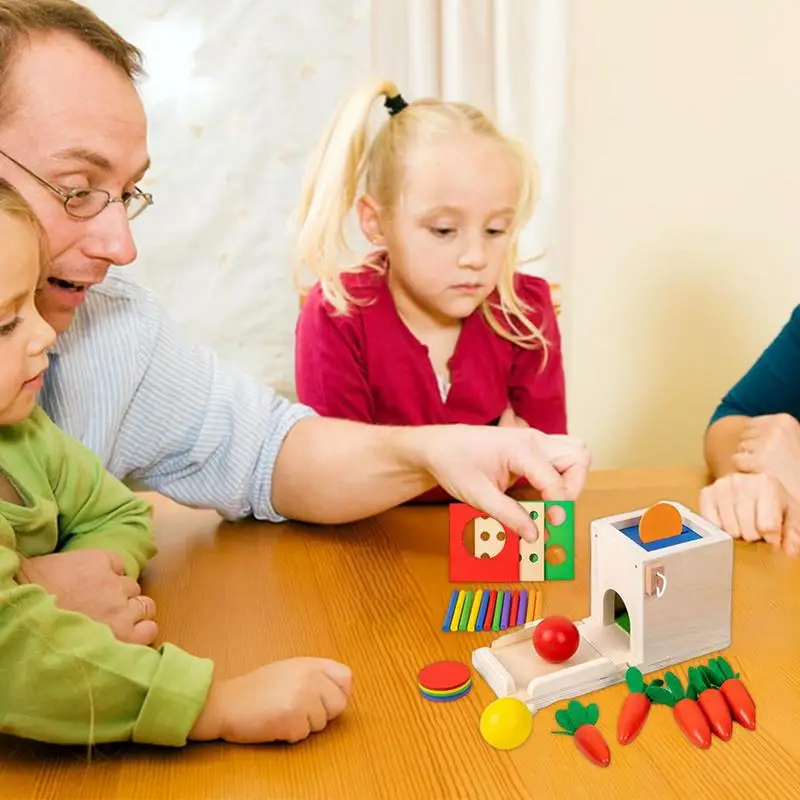 Forma de madeira cenoura puxando brinquedo do bebê conjunto motor fino vegetal máquina de classificação jogo memória aprendizagem brinquedos educativos para crianças