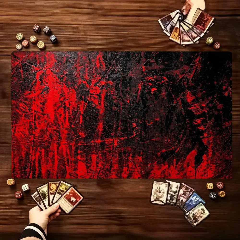 Bold Red Black Distressed Grunge Abstract Texture Large Size Table Mat Mousepad For Laptop Home Office Space