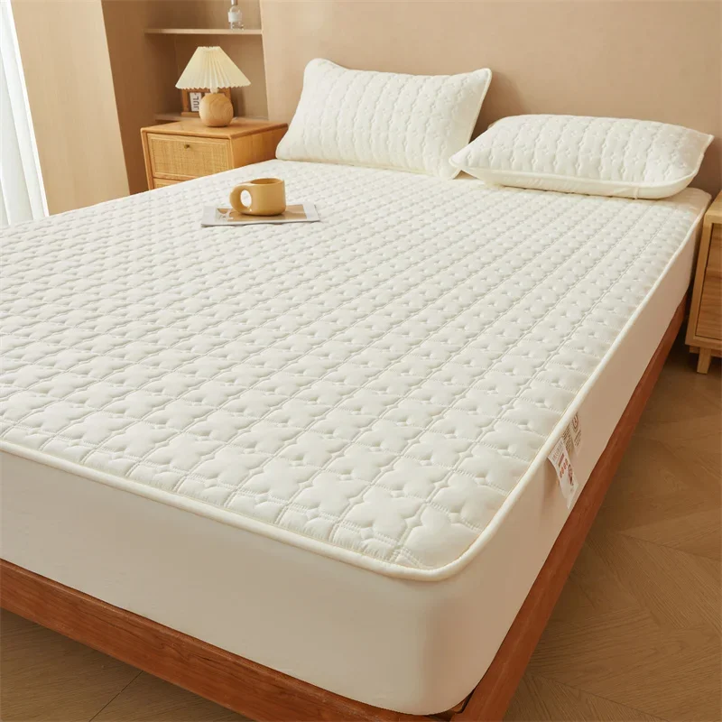 Yaapeet Waterproof Mattress Protector Thickened Cotton Queen Double Size Fitted Sheet Anti-slip Bedspread Without Pillowcase