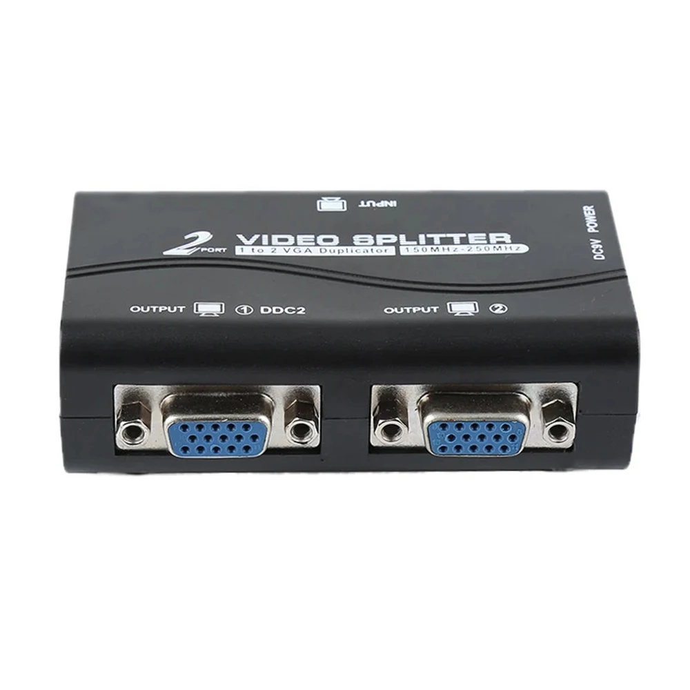 Portable Split Screen 1 PC to 2 Monitor Adapter VGA Splitter Duplicator Video Splitter