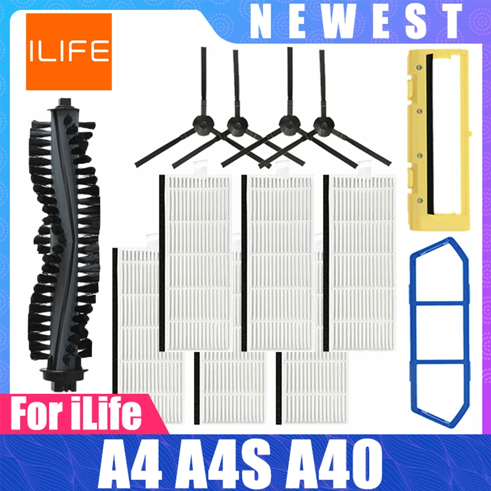 Kompatibel für ilife a4 a4s a40 polaris pvcr 0726w 0926w geist roboter vakuum hauptseiten bürste hepa filter teile zubehör