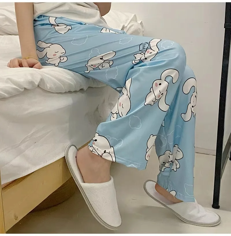 Sanrio Mymelody Cinnamoroll Pajama Long Pant Cartoon Print Loose Trousers Women Sleep Bottoms Room Wear Girl Sleep Home Clothing