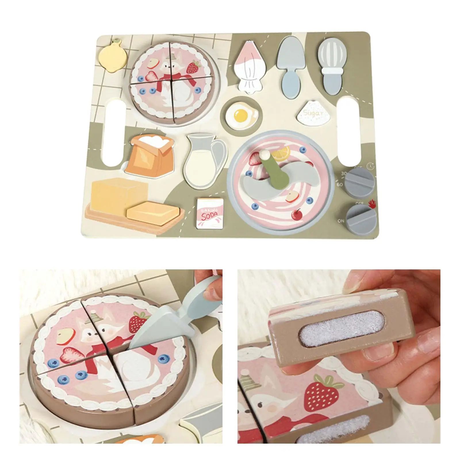 Wooden Cake Play Kitchen Accessories,Early Learning,Role Play,Pretend Play Kitchen Toy for Kids Birthday Gift