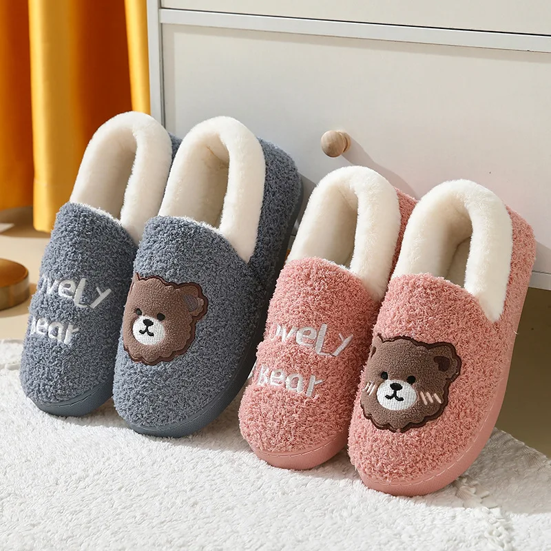2022 New Winter Cotton Slippers Women's Warm Plush Cartoon Shoes Indoor Home Fashion Comfortable Soft Anti Skid Couples Slippers