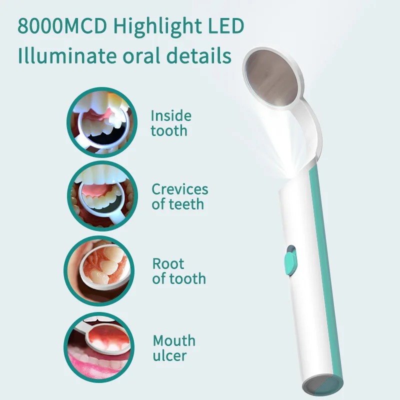 Dental Mouth Mirror With LED Light Inspect Instrument Checking Mirror Reusable Dentist Anti-fog Mouth Mirror Tooth Care