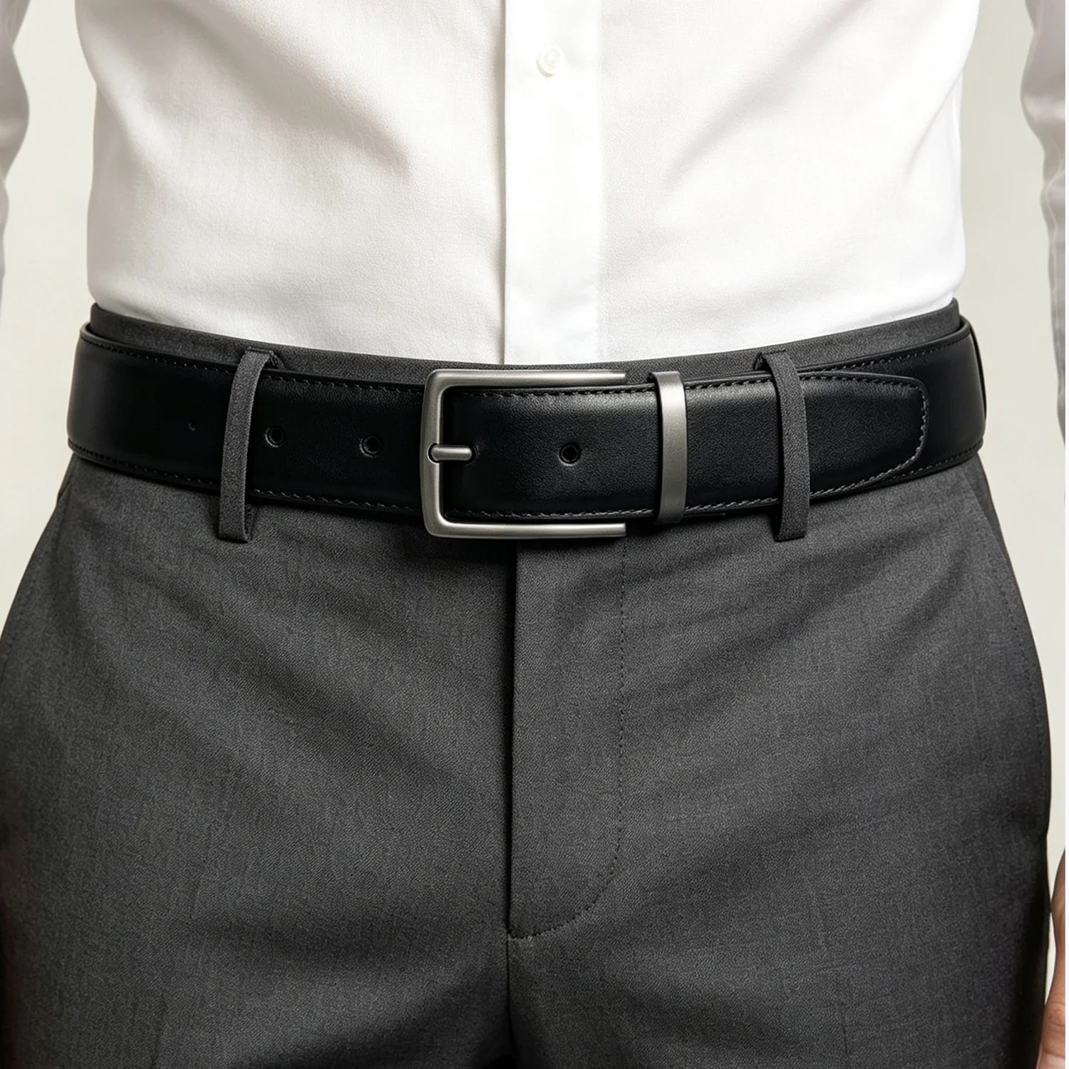 Men Reversible Leather Belt Dual Black Brown Colors Pin Buckle Business Casual Waist Strap for Jeans Suit Office Daily Male Wear