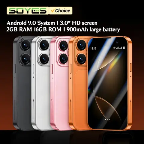 SOYES Mini Smartphone 3.0" Display 2GB RAM 16GB ROM Android 9.0 Dual SIM Standby Face Unlocked 3G Social Media App Small Phone