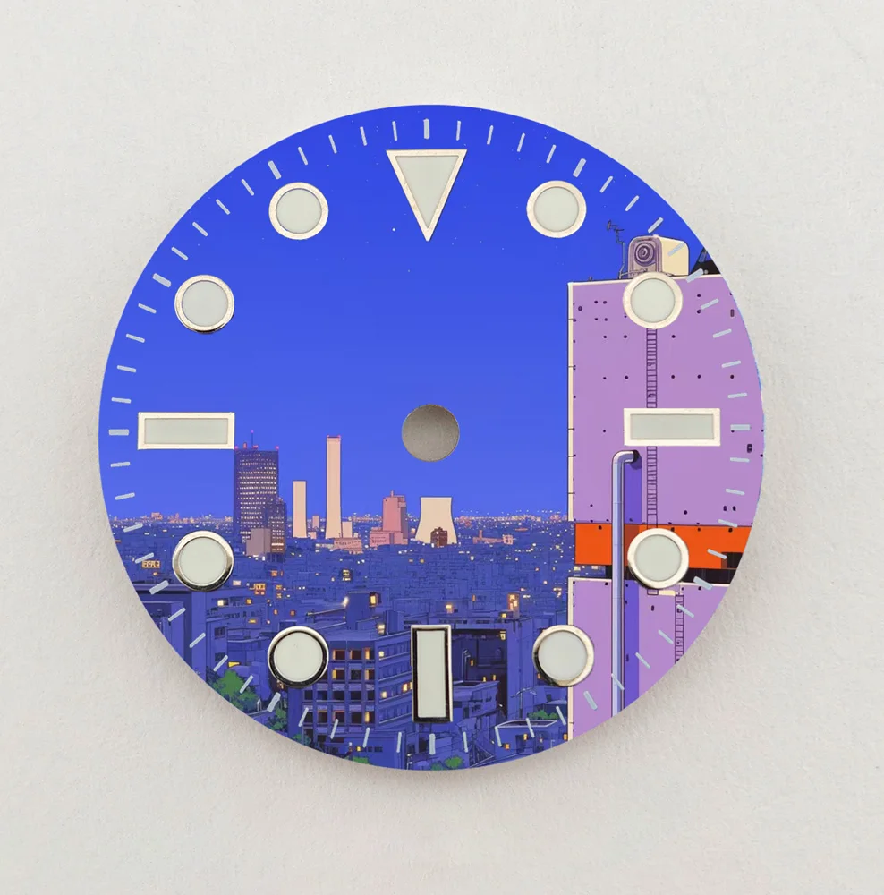 NH35 Dial 28.5Mm Dial Sudut Kota Dial NH36 Dial Warna Cocok NH35/NH36 Jam Tangan Pergerakan Pengganti Suku Cadang LOGO Kustom