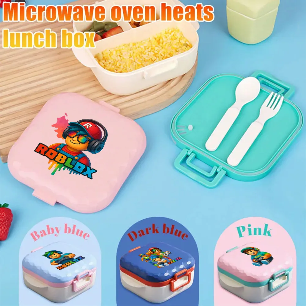 

Roblox 800ml Student Lunch Box Microwave Friendly BPA Pink Blue Dark Blue Free Comes With Spoon Fork Cartoon Portable Bento Box