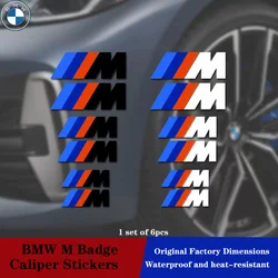 6pcs Heat Resistance Caliper Decals Wheel Decor Vinyl Stickers BMW M Performance E36 E46 E60 E90 E91 E92 E93 F30 F20 M3 X5 X3