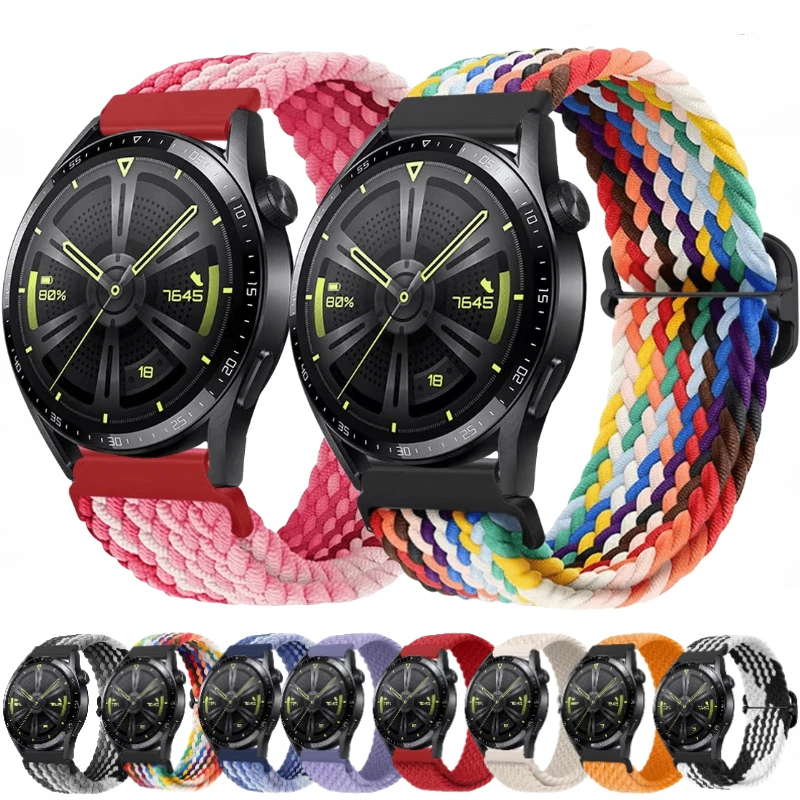 20mm 22mm Nylon Strap For Samsung Watch 3/4/5 Active 2 Huawei Watch GT 2/3/Pro Sports woven bracelet Band For Amazfit GTR Correa