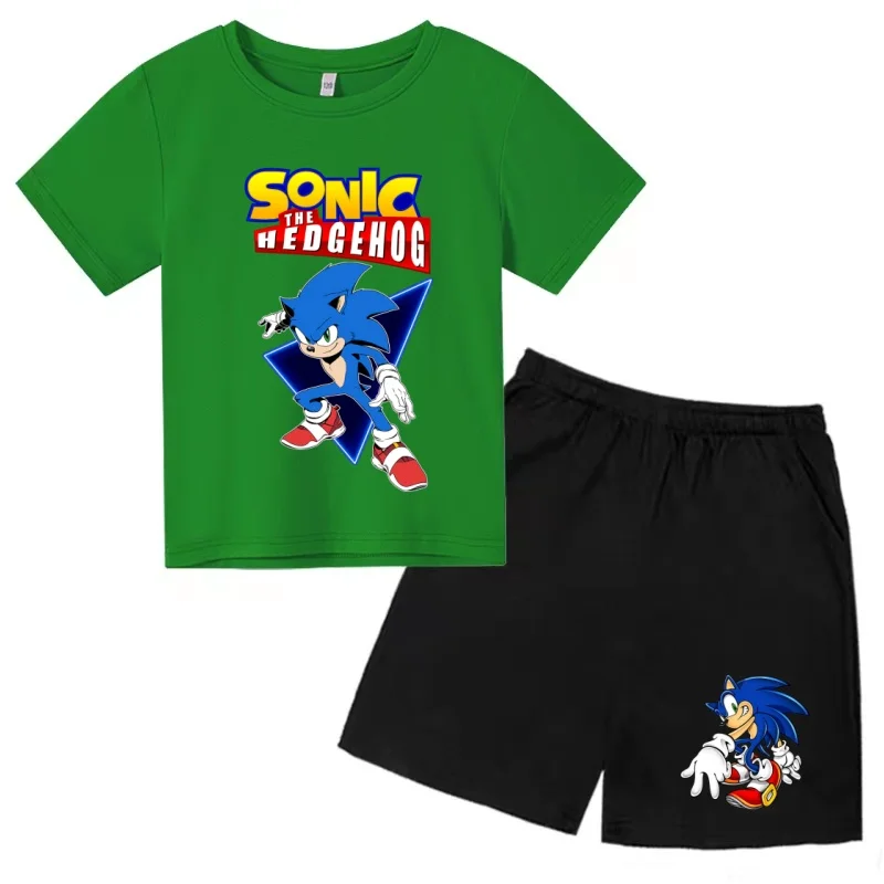 

Supersonic Print Anime Kids Sportswear T-shirt 3-12Yrs Summer Coat Boys Girls Clothing Short-sleeved+Shorts Two-piece Casual Set