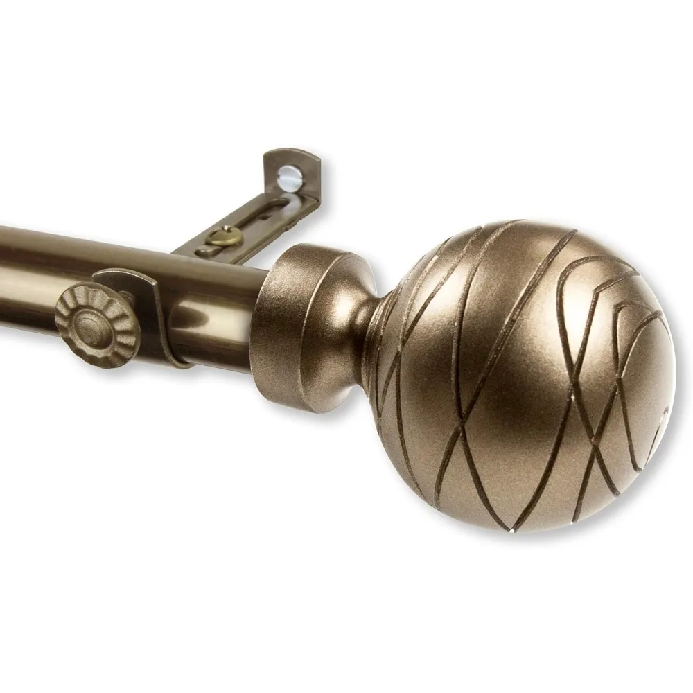 ديكور قضيب A&F - قضيب ستارة نافذة خليجي بأربعة جوانب من Ferero 13/16، قابل للتعديل 28-48 بوصة، لمسة نهائية نحاسية عتيقة