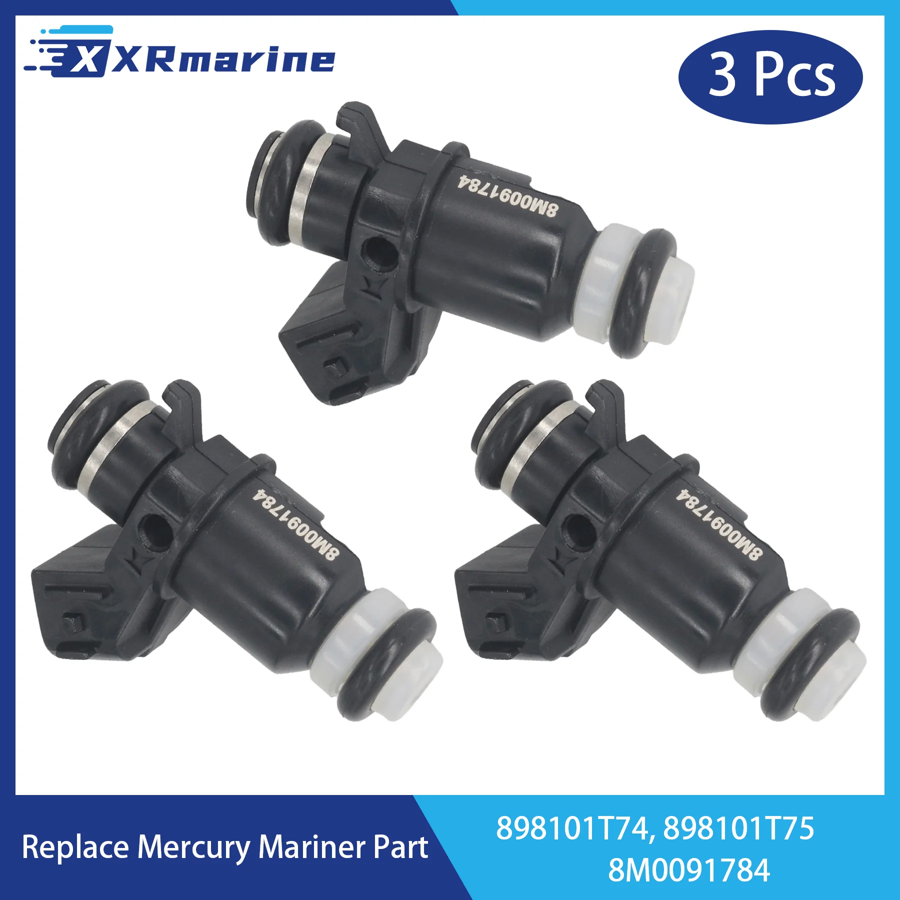 3 Pcs Fuel Injectors 6 Holes 8M0091784 for Mercury Mariner 15 25 30 HP EFI JET 4-Stroke Outboard Engine 898101T75 898101T74