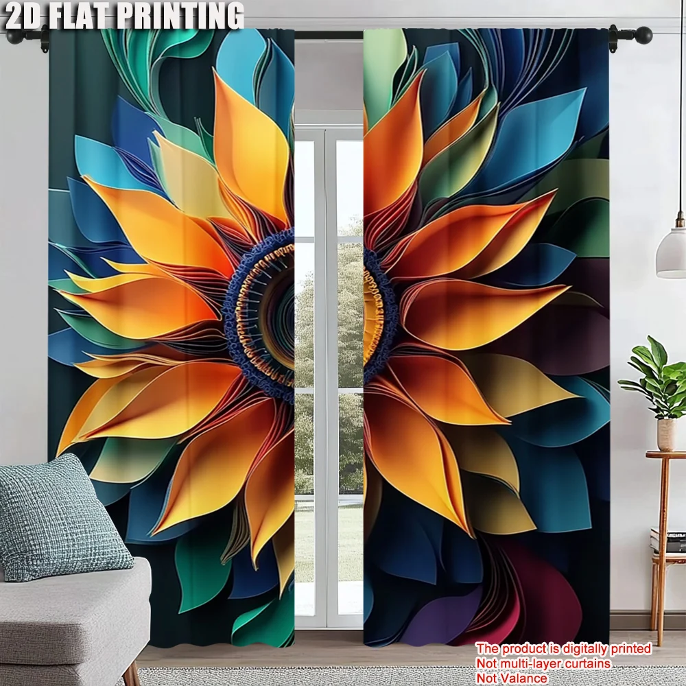 

2pc, Drapes Vintage Flowers Blackout Polyester Holiday Decorations Use for All Occasions