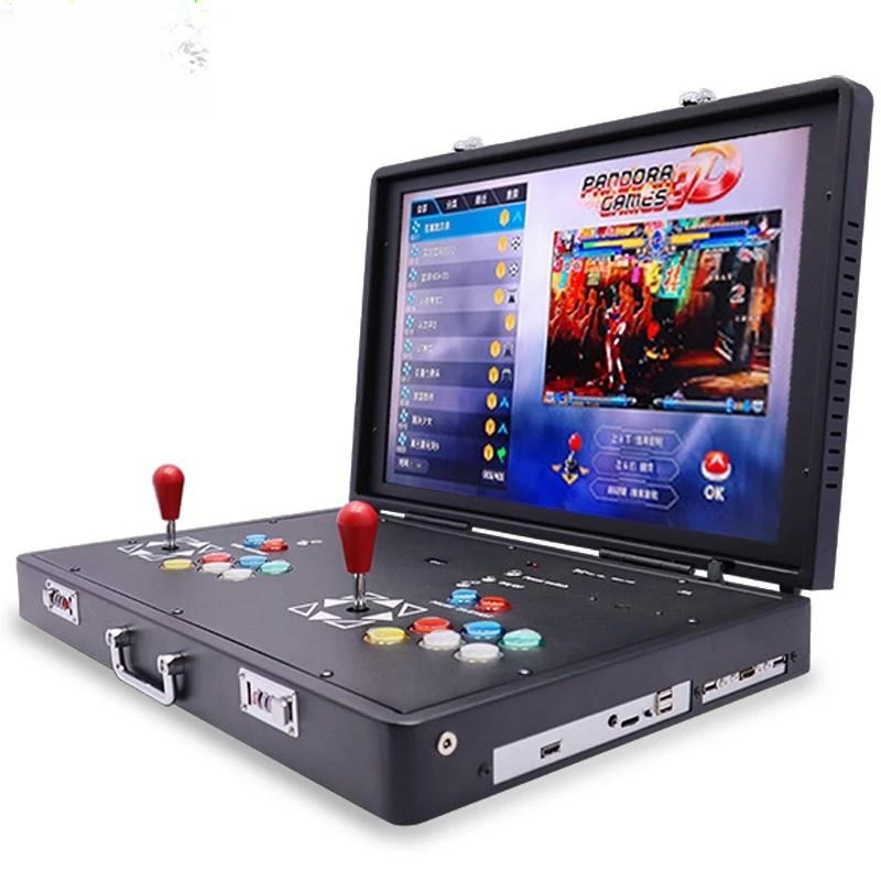 

Double folding nostalgic arcade with screen, game console, home joystick portable 24-inch moonlight treasure box