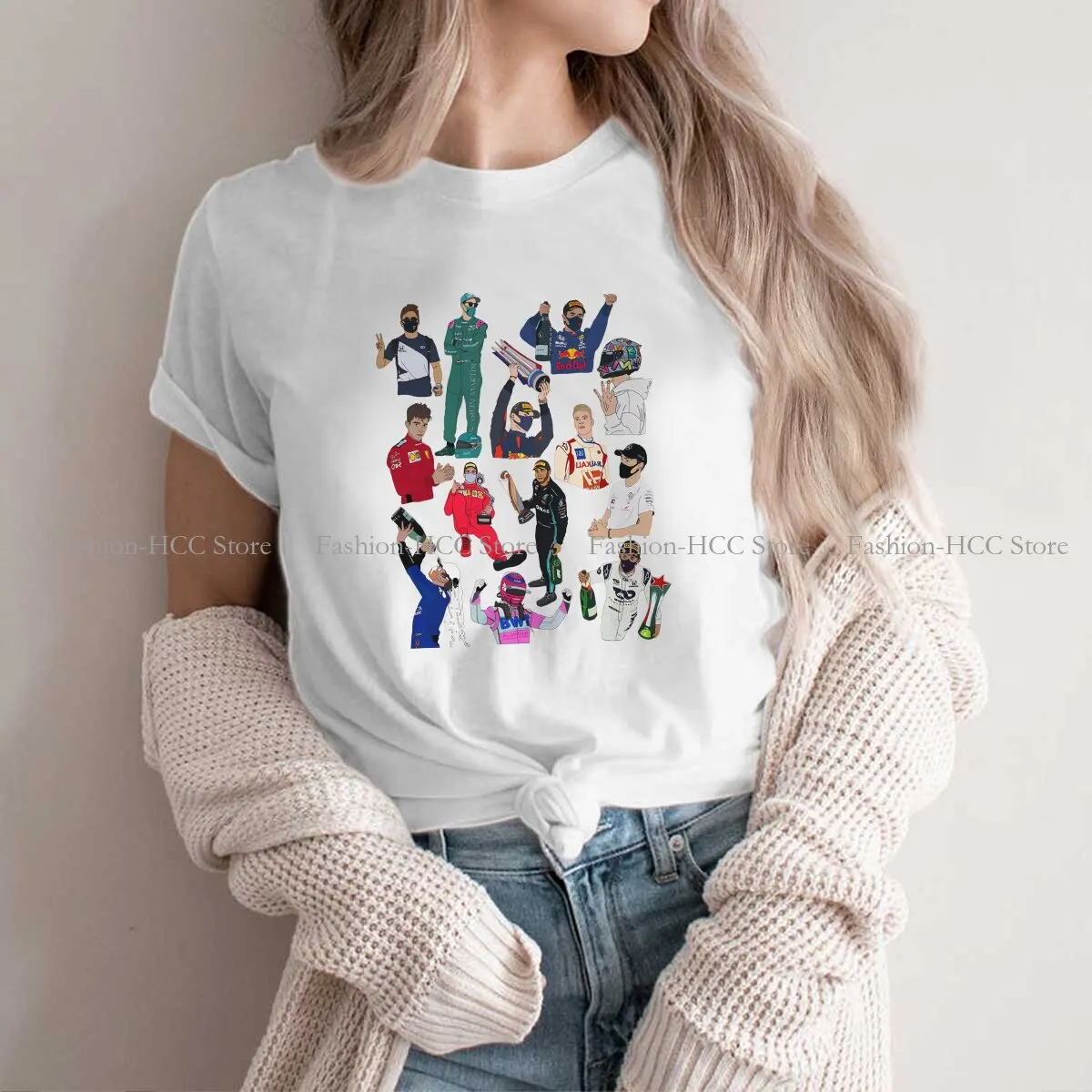 

Driver Collective Fashion Polyester TShirts Formulate 1 Female Harajuku Tops T Shirt Round Neck