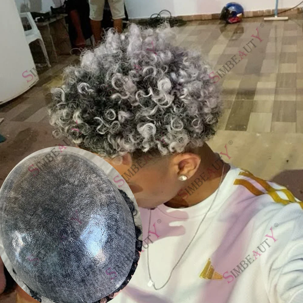 

Мужской парик-накладка Afro Man Black Grey 1b65, 15 мм, 12 мм, с афро-кулой, тонким полиуретановым основанием, естественной линией роста волос, из натуральных человеческих волос, система протезирования волос для мужчин