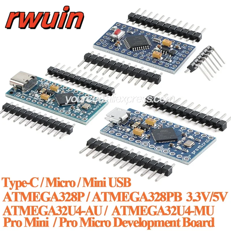 2pcs/1pc Pro Micro ATMEGA32U4 Pro Mini ATMEGA328P ATMEGA328PB 3.3V 5V Microcontroller Development board module