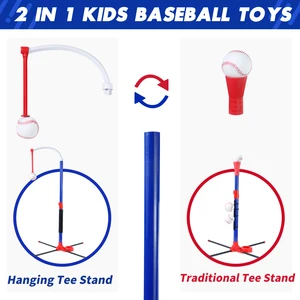 Brinquedo de beisebol infantil com suporte de bola suspenso, T-bola em pé, lançador automático, altura ajustável, conjunto de beisebol infantil, 3 em 1 8 principais vendas boneco beisebol - №7