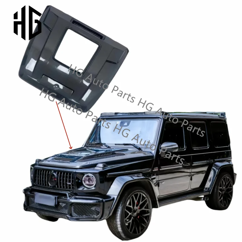 

Good Fitment IMP Style Real Carbon Fiber Transparent Glass Engine Hood For Mercedes Benz G-Class W464 G500 G63 Front Hood Covers