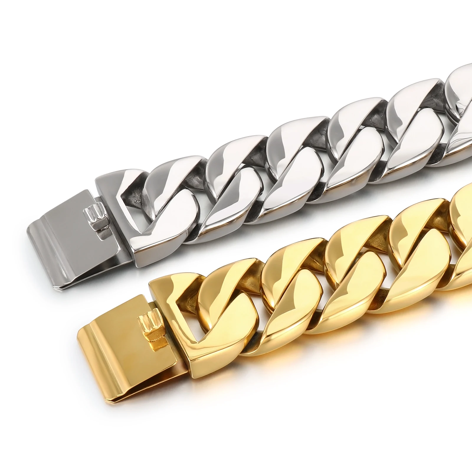 31mm Big Heavy Chunky Cuban Bracelet & Necklace Jewelry Set - 316L Stainless Steel - KB49305-D