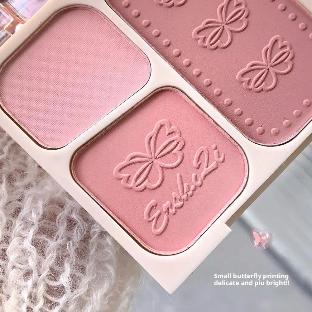 Blush a 3 colori Resa cromatica naturale Polvere delicata non volante Trucco viso naturale Matte Peach Rouge Contour Shadow Palette