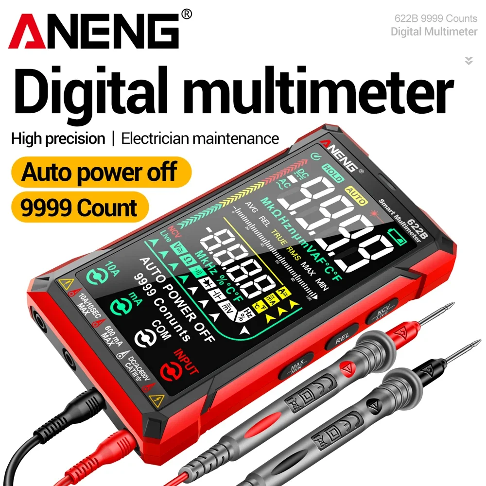 Infrared Laser Multimeter ANENG 622B Smart Professional with VA Color Screen NCV Detection AC/DC Voltage Current 9999 Count Tool